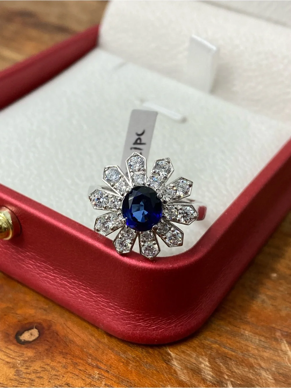 925 Sterling Silver White And Blue CZ Ring